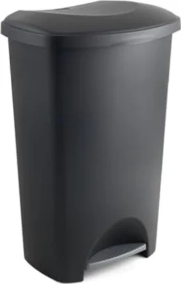 Addis 50L Kitchen Pedal Bin | Black Waste Bin with Soft Close Stay Open Lid