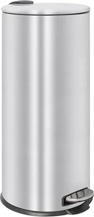 Harbour Housewares 30L Large Kitchen Bin - Brushed Stainless Steel Food Waste Caddy Pedal Bins for Kitchen - Tall Slim Metal Swing Dustbin for Paper, Plastic, Rubbish