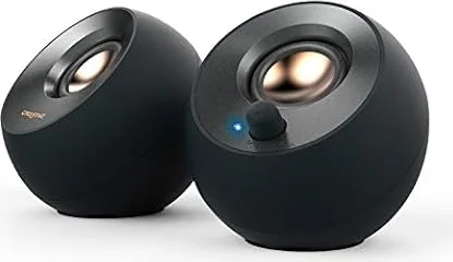 CREATIVE Pebble V2 - Minimalistic 2.0 USB-C Powered Desktop Speakers, 3.5 mm AUX-in, Up to 8W RMS Power for Computers and Laptops, Type-A Adapter Included and Extended Cable (Black)