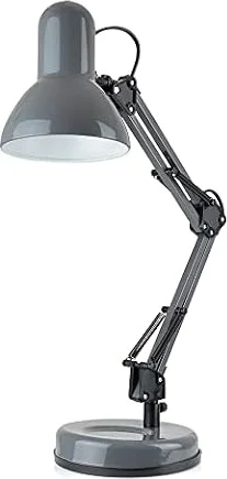 homelife for easy living 35W Swing Poise Hobby Desk Lamp - Tilt/Swivel Head - 35cm Swing Arm - Max. Height 52cm - Weighted Base with Desk Tidy - Inline Switch - L945GR- Anthracite Grey