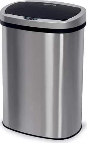 NETTA 50L Sensor Bin for Kitchen - Large Automatic Motion Sensor Waste Rubbish Bin - Touch Free Smart Bin with Infrared Lid & Non Skid Base - Electric Bin for Home, Office, & Trash Can - Silver