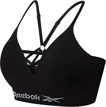 Reebok Womens Seamless Sports Bra | Women's Sports Bras with Halter Neck Design | High Support, Non Wired and Comfortable Bra Available in 4 Size | Black, Grey Or White
