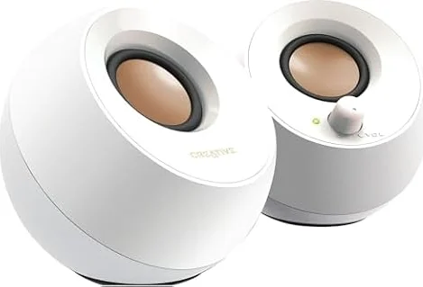 Creative Pebble Modern 2.0 USB powered Compact Speaker Sound System with Clear Sound for Computer, PC, Laptop, Mac - White