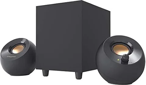 Creative Pebble Plus 2.1 USB-Powered Desktop Speakers with Down-Firing Subwoofer and Far-Field Drivers, Up to 8W RMS Total Power for PCs and Laptops (Black)