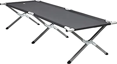 Hi-Gear Slumber Single Camp Bed with Sturdy Aluminium Legs for Adults, Teens, Kids, 1 Person, Comfortable, Lightweight, Foldable, Ideal for Camping, Sleepovers or Emergency Guests, Carry Bag, Grey