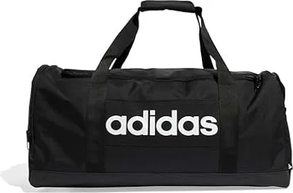 adidas Unisex Essentials Linear Duffel Bag Duffel Bag, Black/Black/White, M