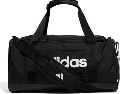 adidas Unisex Essentials Linear Duffel Bag Duffel Bag, Black/Black/White, S