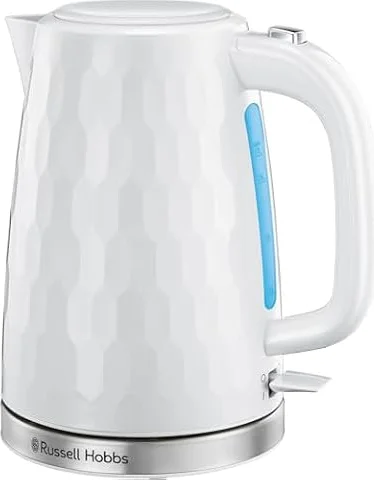Russell Hobbs Honeycomb White Cordless Electric Kettle, 1.7L, Fast Boil 3KW