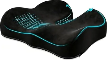 Benazcap Memory Foam Coccyx Cushion to Reduce Tailbone Pressure, Black.