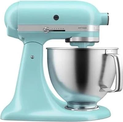 KitchenAid Artisan 5KSM125BMI Tilt-Head Stand Mixer, Matte Black - 4.7L Capacity, 10 Speeds, Full Metal Body, Includes Whisk, Dough Hook & Flat Beater, Mineral Water