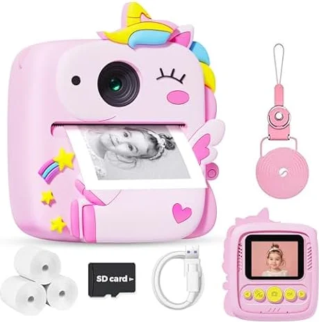 Kids Camera Instant Print,1080P Kids Digital Camera,Girls Gifts Toys Age 3+