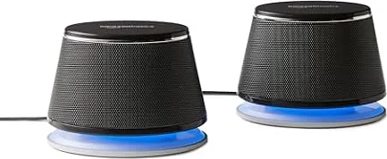 Amazon Basics Stereo 2.0 Computer Speakers for Desktop PC or Laptop, 3.5mm Aux input, USB-Powered, 1 Pair, Black