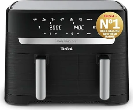 Tefal Easy Fry Dual Zone 8.3L Family Air Fryer, Black & Metal