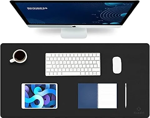 K KNODEL Large Office Desk Mat, Leather Mouse Pad (80x40cm, Black)