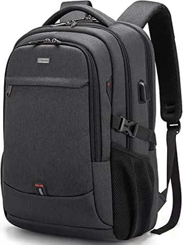 DUSLANG Travel Laptop Backpack, Work Bag Laptop Bag with USB Charging Port, Anti Theft Business Backpack, College School Rucksack for Men and Women, Fits 17 Inch, Black