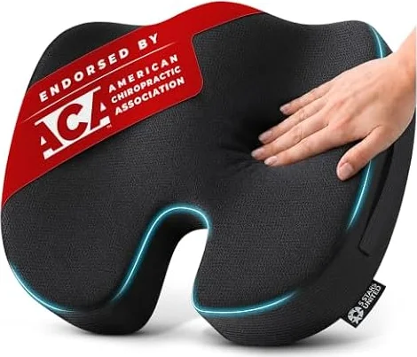 5 STARS UNITED Ergonomic Seat Cushion – Memory Foam Comfort for Tailbone, Hip & Coccyx Sitting Support – Office Chair, Car, Desk, Wheelchair & Gaming – Black