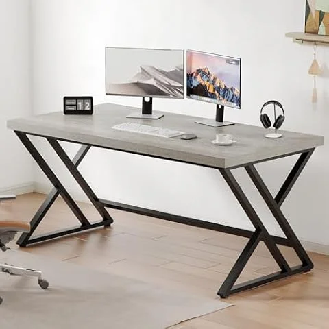 LVB Computer Desk Gaming Office Table long Desks for Home 140cm Gray Oak