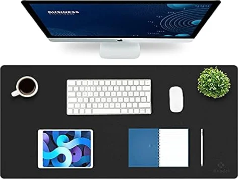 K KNODEL Extra Large Desk Mat, Leather Mouse Pad (90x43cm, Black)