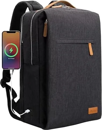 Hp hope Laptop Backpack for Women Travel, Durable Backpacks Carry On, with USB Charging Port, Fits 15.6 Inch Laptop, Waterproof, Resistant Luggage Business Weekender Bag, Black
