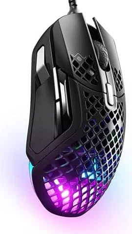 SteelSeries Aerox 5 - Holey RGB Gaming Mouse - Ultra-lightweight Water Resistant Design - 18K DPI TrueMove Air Optical Sensor - 9 Programmable Buttons