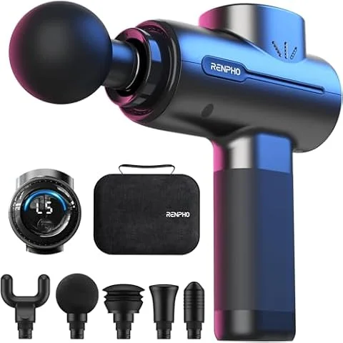 RENPHO Massage Gun Deep Tissue, Percussion Massager with 5 Speeds & 5 Heads
