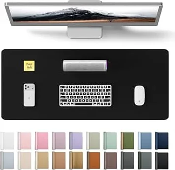 YSAGi Leather Desk Mat, Large Mouse Mat, 60 x 35 cm, Black