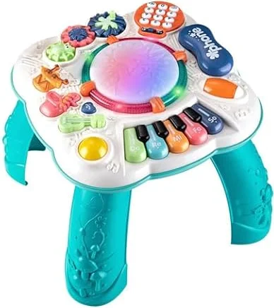 Cemirk Baby Activity Table, Baby Musical Toys 6-12 Months, Activity Center for 1 2 3 Years Old (Size:30 * 30 * 30cm)