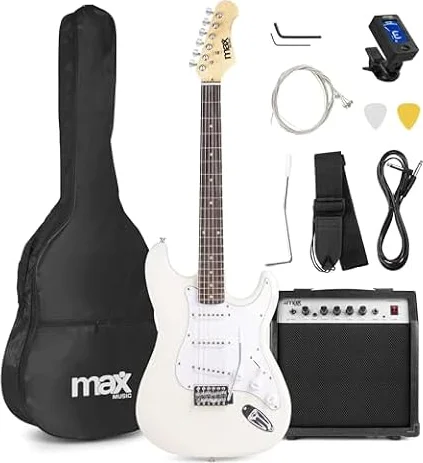 Max GIGKIT Electric Guitar & 40W Amp Starter Set, White