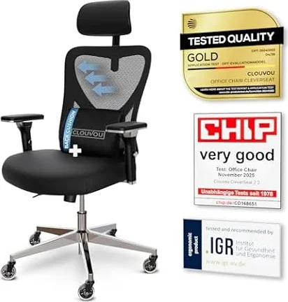 CLOUVOU Ergonomic Office Chair for Home | [Best Rated] Back Support | Black