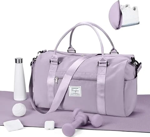 WEPLAN Gym Bag Womens Men Sports Fitness Bags Weekend Overnight Bag Travel Duffle Bags for Women with Shoes Compartment Wet Pocket,Holdall Hospital for Swimming Carry on Hand Luggag,A11-Purple