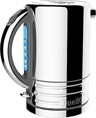 Dualit Architect Kettle | 1.5 Litre 2.3 KW Stainless Steel Kettle With Grey Trim | Rapid Boil and Patented Pure Pour Non-Drip Spout | Measuring Window with Cup Level Indicators