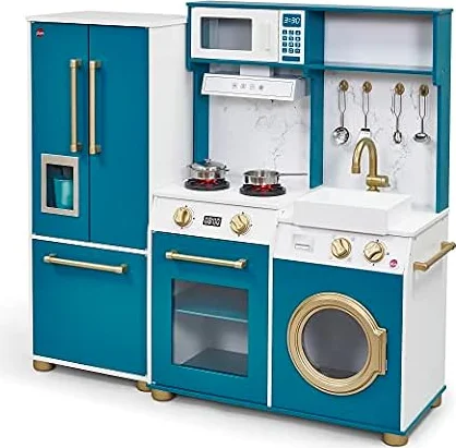 Plum Play Wooden Kids Kitchen – Bakehouse Roleplay Toy with Lights, Sounds, Accessories & Fridge – Pretend Indoor Play Set for Ages 3+