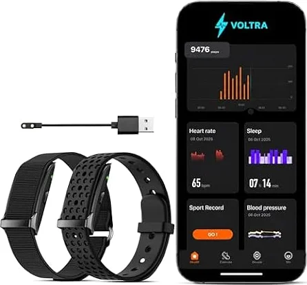 Voltra Air Fitness Tracker Band No Subscription – Wearable Health Tracker with HRV Recovery & Sleep Tracking, Waterproof Health Band with App for iPhone & Android