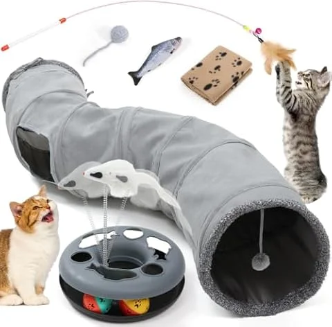 YGJT Cat Tunnel Cat Toys for Indoor Cats Adult, Kitten Toys for Boredom