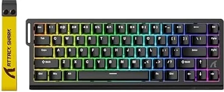 ATTACK SHARK X68 HE 8000Hz Rapid Trigger Keyboard, 0.01mm RT Accuracy Wired Gaming Keyboard with Magnetic Switch, Adjustable Actuation, Rapid Trigger, Snap Tap, RGB Lighting for PC/Mac, Black