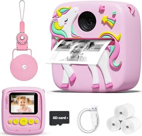 Kids Camera Instant Print, 1080P Toddler Camera, Girls Gifts Toys Age 3+