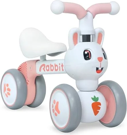 XIAPIA Rabbit Baby Balance Bike, Toddler Ride On Toy for Girls