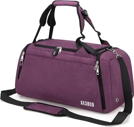 42L Waterproof Gym Bag with Shoes Compartment, Weekend Bag with Wet Pocket