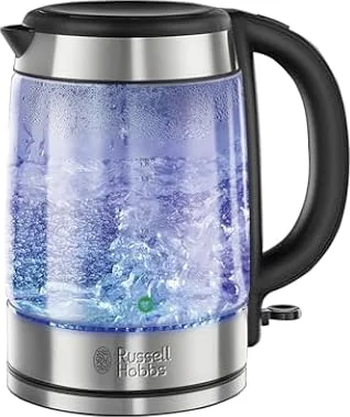Russell Hobbs Illuminating Glass Kettle, 1.7L, Fast Boil, Black, 21600-10
