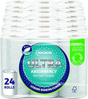 Magnum Ultra Absorbency Kitchen Roll - 24 Rolls (Pack of 4 x 6)