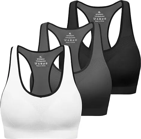 MIRITY Women's Seamless Racerback Sports Bras - High Impact Workout Gym Activewear Bra