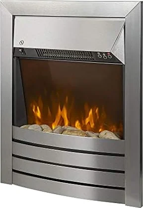 Zanussi 2 KW Stainless Steel Electric Inset Fire Stove with 2 Heat Settings, Timer and Remote Control, Independent LED Flame Effect, 20-30 m2 Room Size ZEFIST1001SS