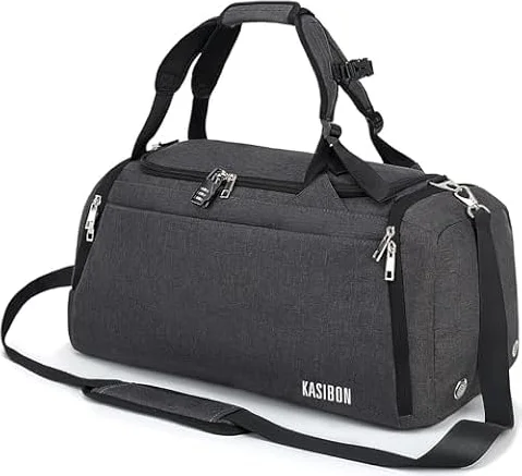42L Waterproof Gym Bag with Shoes Compartment, Weekend Bag with Wet Pocket