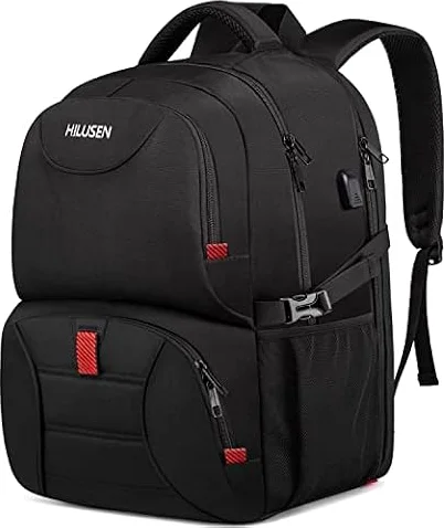Extra Large Backpack for Men 50L,Lunch Backpack Work Bag Travel Laptop Backpack 17.3 Inch with USB Charging Port,Water Resistant Big Business Computer Rucksack for Men Women College School Black