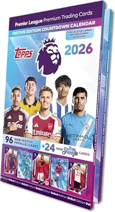 Topps Premier League 2026 - Debut Edition - Advent Calendar (96 Festive Parallel cards plus 24 Festive Freeze cards)
