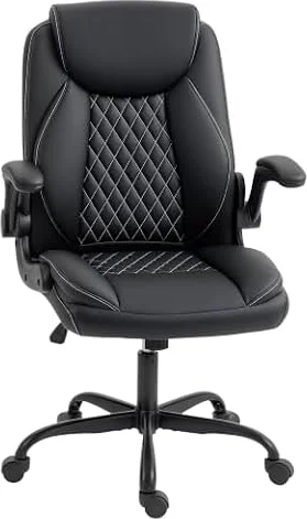 HOMCOM Executive Office Chair with Flip-Up Armrests for Home Black
