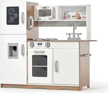 Kidoz Signature Wooden Play Kitchen for Kids, Large Toy Kitchen, White