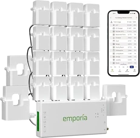 Emporia Vue 3 3-Phase Smart Energy Monitor – Real-Time Electricity Usage Monitor and Power Meter for Business or Home, Solar and Net Metering Compatible, Smart Automation Ready with 16 circuit sensors