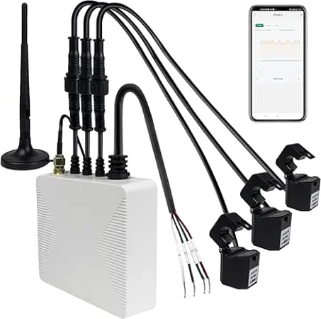 OWON 3-Phase WiFi Smart Home Energy Monitor with 3x80A Circuit-Level Sensors - Vue Real-Time Electricity Meter for Smart Life