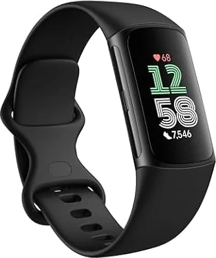 Fitbit Google Charge 6 Activity Tracker with 3 Months Google Health Membership Included, 7 Days Battery Life and Google Wallet and Maps, Obsidian/Black Aluminum